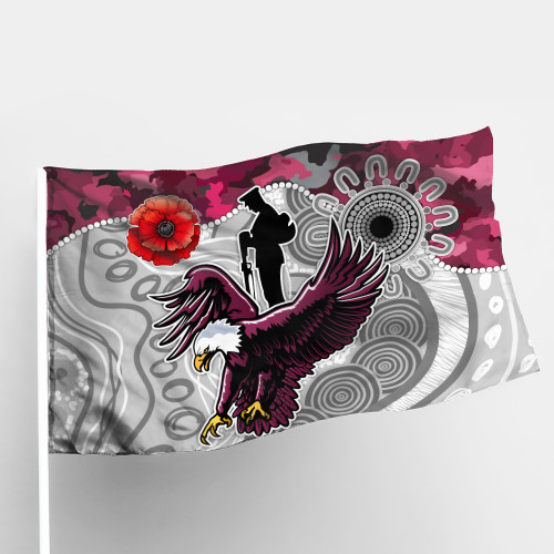 Australia Manly Anzac Flag - Custom Eagle with Anzac Poppy Flag