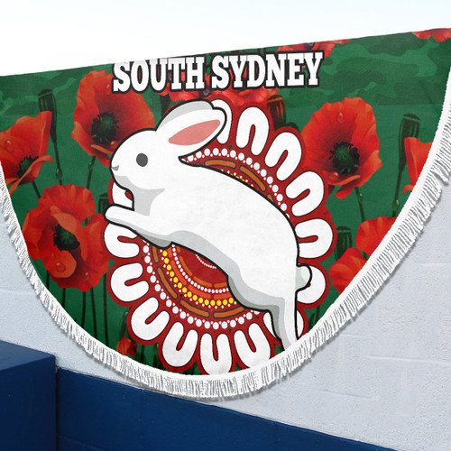 South Sydney Rabbitohs Beach Blanket - Poppies Flower And Souths Beach Blanket South Sydney Rabbitohs Beach Blanket - Poppies Flower And Souths Beach Blanket