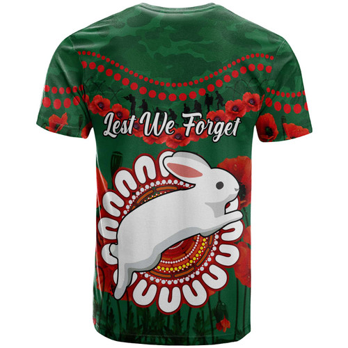 South Sydney Rabbitohs Custom T-shirt - Poppies Flower And Souths T-shirt