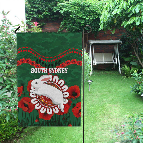 South Sydney Rabbitohs Flag - Poppies Flower And Souths Flag South Sydney Rabbitohs Flag - Poppies Flower And Souths Flag
