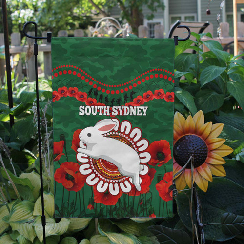 South Sydney Rabbitohs Flag - Poppies Flower And Souths Flag South Sydney Rabbitohs Flag - Poppies Flower And Souths Flag