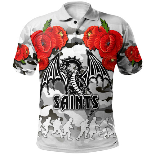 St. George Illawarra Dragons Anzac Custom Polo Shirt - Poppies Flower Saint Lest We Forget Polo Shirt St. George Illawarra Dragons Anzac Custom Polo Shirt - Poppies Flower Saint Lest We Forget Polo Shirt