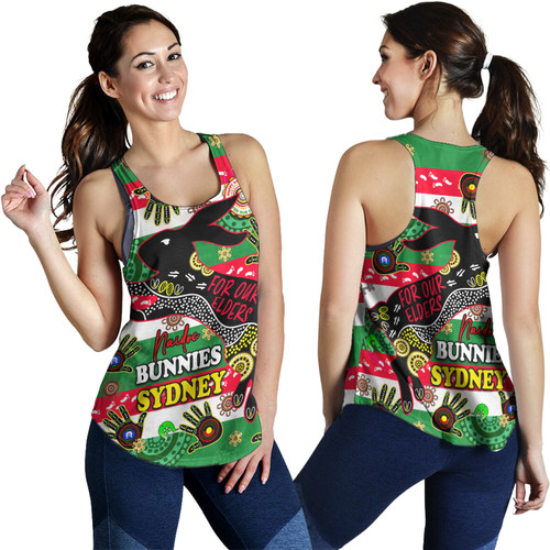 South Sydney Rabbitohs Women Racerback Tank - For Our Elders Aboriginal Inspired South Sydney Rabbitohs Women Racerback Tank - For Our Elders Aboriginal Inspired