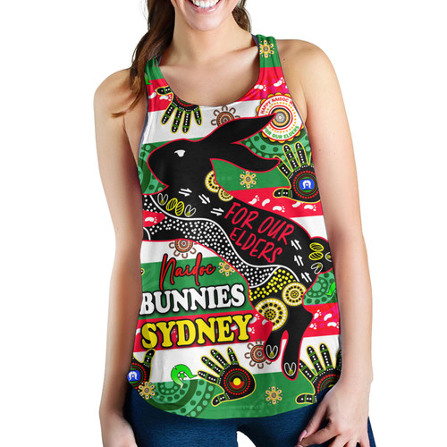 South Sydney Rabbitohs Women Racerback Tank - For Our Elders Aboriginal Inspired South Sydney Rabbitohs Women Racerback Tank - For Our Elders Aboriginal Inspired