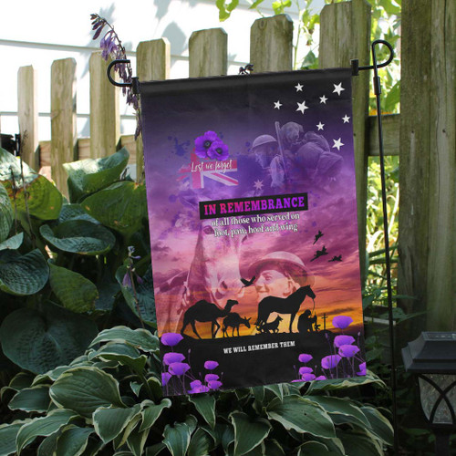 Australia War Animal Memorial Flag - Spirit Live On Purple Poppy Flag Australia War Animal Memorial Flag - Spirit Live On Purple Poppy Flag