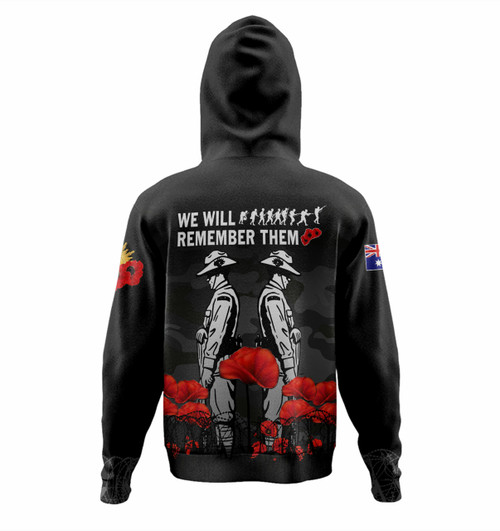 Australia Anzac Day Hoodie - Anzac Day Soldier We Will Remember Them Hoodie Black Australia Anzac Day Hoodie - Anzac Day Soldier We Will Remember Them Hoodie Black