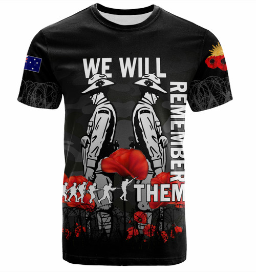 Australia Anzac Day T-shirt - Anzac Day Soldier We Will Remember Them T-shirt Black