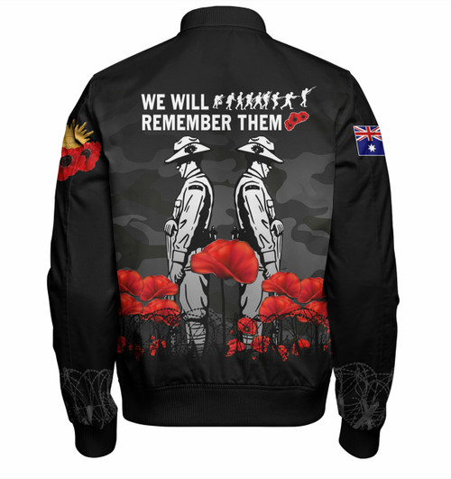 Australia Anzac Day Bomber Jacket - Anzac Day Soldier We Will Remember Them Bomber Jacket Black Australia Anzac Day Bomber Jacket - Anzac Day Soldier We Will Remember Them Bomber Jacket Black