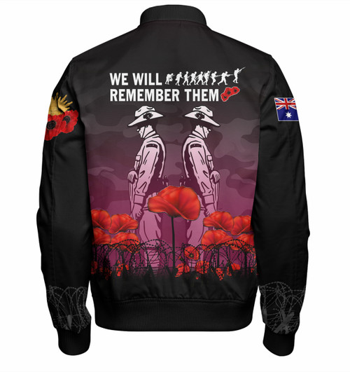 Australia Anzac Day Bomber Jacket - Anzac Day Soldier We Will Remember Them Bomber Jacket Pink Australia Anzac Day Bomber Jacket - Anzac Day Soldier We Will Remember Them Bomber Jacket Pink