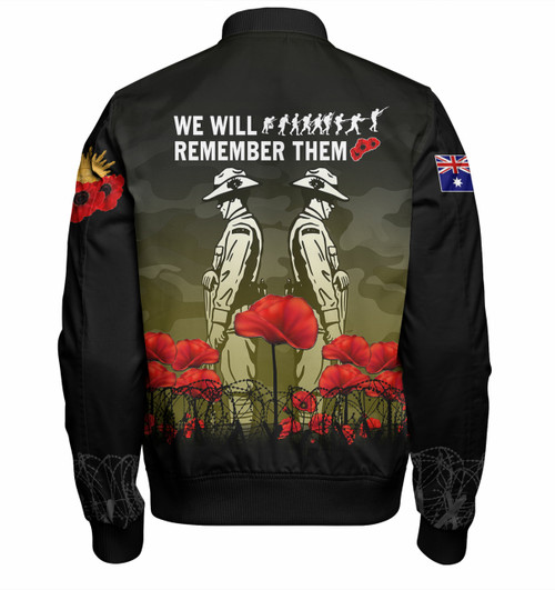 Australia Anzac Day Bomber Jacket - Anzac Day Soldier We Will Remember Them Bomber Jacket Yellow Australia Anzac Day Bomber Jacket - Anzac Day Soldier We Will Remember Them Bomber Jacket Yellow