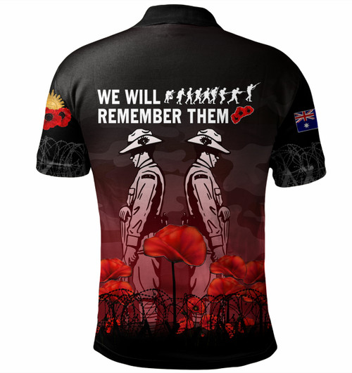Australia Anzac Day Polo Shirt - Anzac Day Soldier We Will Remember Them Polo Shirt Red Australia Anzac Day Polo Shirt - Anzac Day Soldier We Will Remember Them Polo Shirt Red