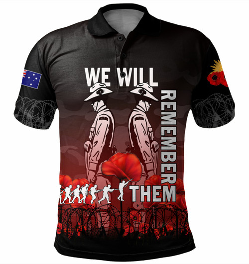 Australia Anzac Day Polo Shirt - Anzac Day Soldier We Will Remember Them Polo Shirt Red