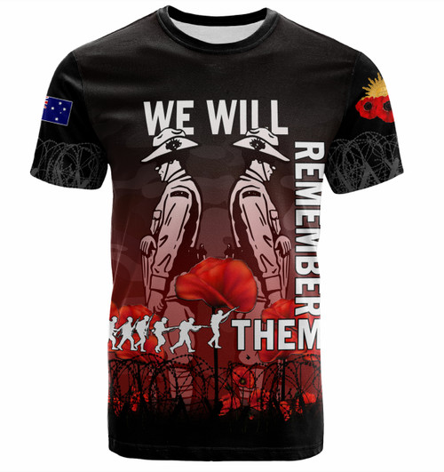 Australia Anzac Day T-shirt - Anzac Day Soldier We Will Remember Them T-shirt Red