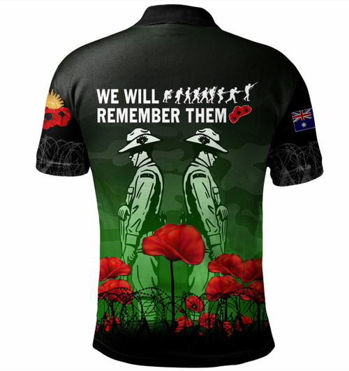 Australia Anzac Day Polo Shirt - Anzac Day Soldier We Will Remember Them Polo Shirt Green Australia Anzac Day Polo Shirt - Anzac Day Soldier We Will Remember Them Polo Shirt Green