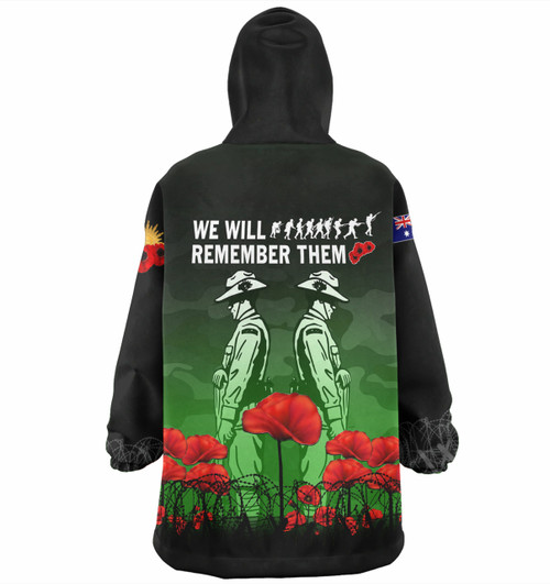 Australia Anzac Day Snug Hoodie - Anzac Day Soldier We Will Remember Them Green