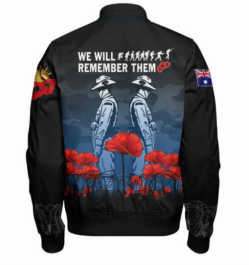 Australia Anzac Day Bomber Jacket - Anzac Day Soldier We Will Remember Them Bomber Jacket Blue Australia Anzac Day Bomber Jacket - Anzac Day Soldier We Will Remember Them Bomber Jacket Blue