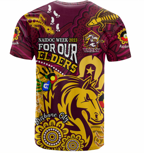 Brisbane Broncos T-shirt - Bronx For Our Elders Aboriginal Inspired T-shirt Blue Brisbane Broncos T-shirt - Bronx For Our Elders Aboriginal Inspired T-shirt Blue
