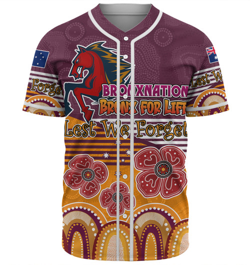 Brisbane Broncos Anzac Custom Baseball Shirt - Anzac Day Bronxnation for Life Shirt