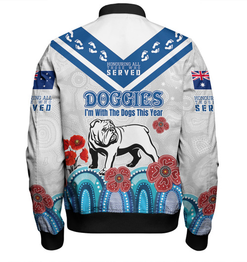 Canterbury-Bankstown Bulldogs Anzac Custom Bomber Jacket - Anzac Day I'm With The Doggies Bomber Jacket Canterbury-Bankstown Bulldogs Anzac Custom Bomber Jacket - Anzac Day I'm With The Doggies Bomber Jacket