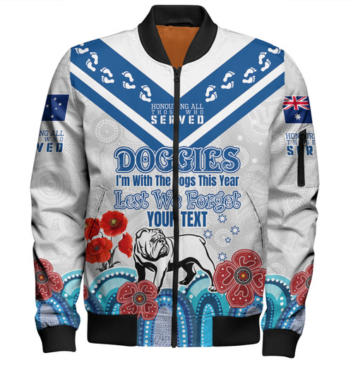Canterbury-Bankstown Bulldogs Anzac Custom Bomber Jacket - Anzac Day I'm With The Doggies Bomber Jacket Canterbury-Bankstown Bulldogs Anzac Custom Bomber Jacket - Anzac Day I'm With The Doggies Bomber Jacket