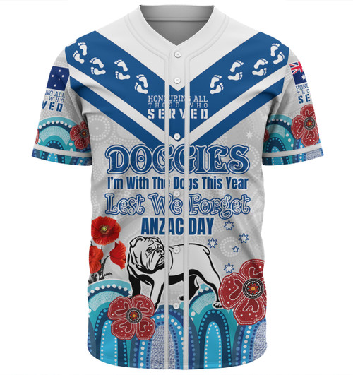 Canterbury-Bankstown Bulldogs Anzac Custom Baseball Shirt - Anzac Day I'm With The Doggies Shirt