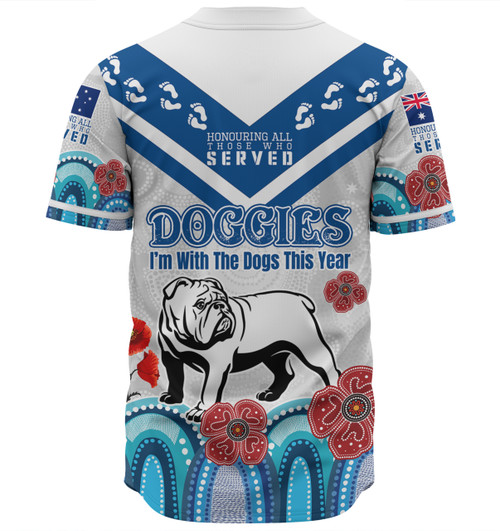 Canterbury-Bankstown Bulldogs Anzac Custom Baseball Shirt - Anzac Day I'm With The Doggies Shirt