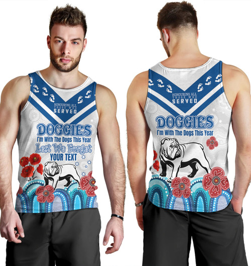 Canterbury-Bankstown Bulldogs Anzac Custom Men Tank Top - Anzac Day I'm With The Doggies Tank Top