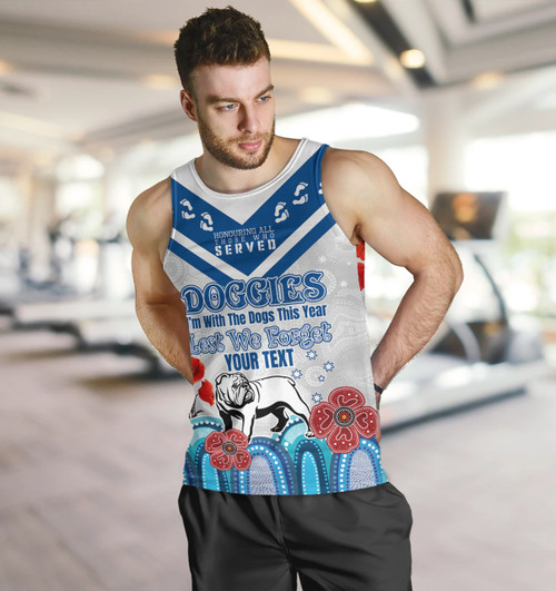 Canterbury-Bankstown Bulldogs Anzac Custom Men Tank Top - Anzac Day I'm With The Doggies Tank Top