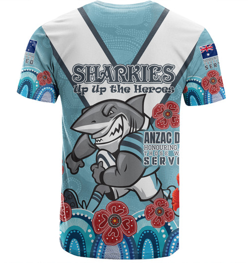Cronulla-Sutherland Sharks Anzac Custom T-shirt - Up Up The Heroes T-shirt