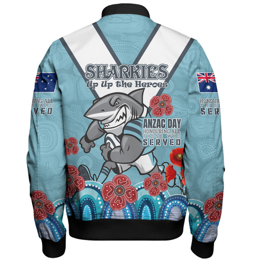 Cronulla-Sutherland Sharks Anzac Custom Bomber Jacket - Up Up The Heroes Bomber Jacket