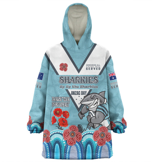 Cronulla-Sutherland Sharks Anzac Custom Snug Hoodie - Up Up The Heroes Oodie