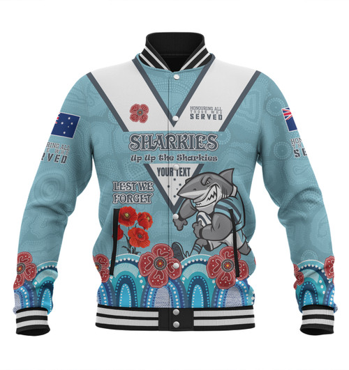 Cronulla-Sutherland Sharks Anzac Custom Baseball Jacket - Up Up The Heroes Jacket Cronulla-Sutherland Sharks Anzac Custom Baseball Jacket - Up Up The Heroes Jacket