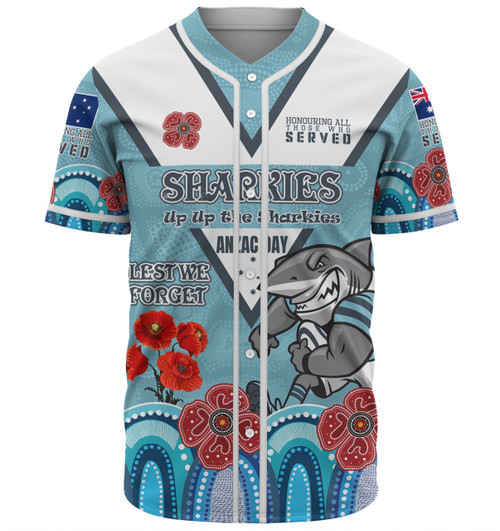 Cronulla-Sutherland Sharks Anzac Custom Baseball Shirt - Up Up The Heroes Shirt