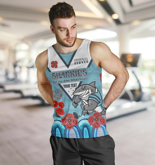 Cronulla-Sutherland Sharks Anzac Custom Men Tank Top - Up Up The Heroes Tank Top Cronulla-Sutherland Sharks Anzac Custom Men Tank Top - Up Up The Heroes Tank Top