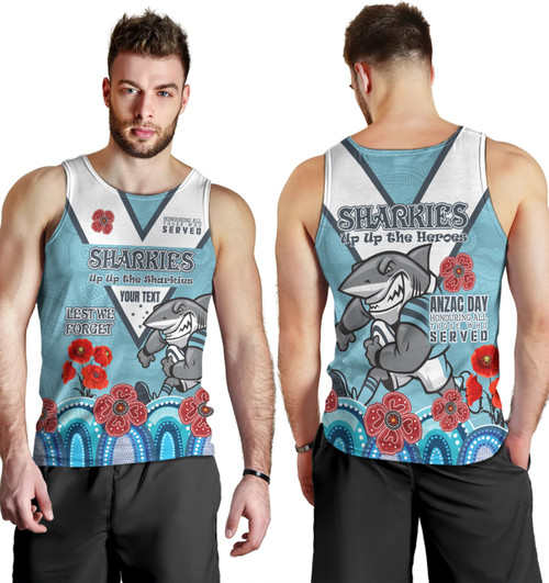 Cronulla-Sutherland Sharks Anzac Custom Men Tank Top - Up Up The Heroes Tank Top Cronulla-Sutherland Sharks Anzac Custom Men Tank Top - Up Up The Heroes Tank Top