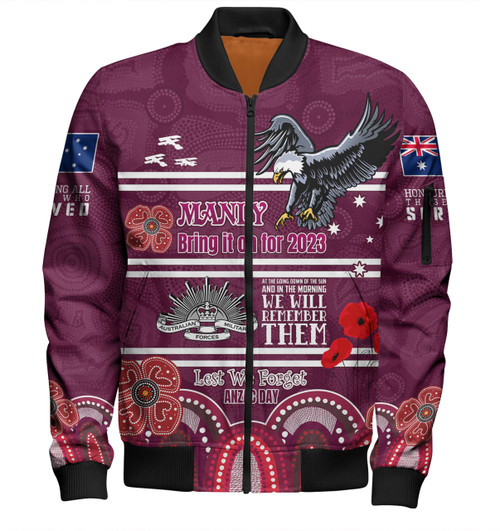 Manly Warringah Sea Eagles Anzac Custom Bomber Jacket - Manly Bring it on 2023 Bomber Jacket