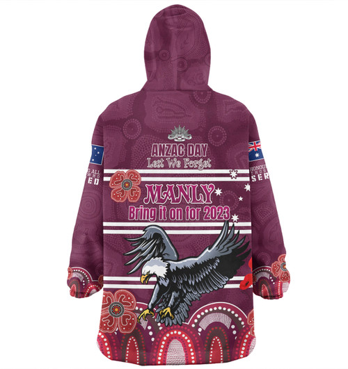 Manly Warringah Sea Eagles Anzac Custom Snug Hoodie - Manly Bring it on 2023
