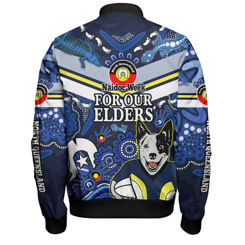 North Queensland Cowboys Naidoc Custom Bomber Jacket - For Our Elders Home Jersey Bomber Jacket North Queensland Cowboys Naidoc Custom Bomber Jacket - For Our Elders Home Jersey Bomber Jacket