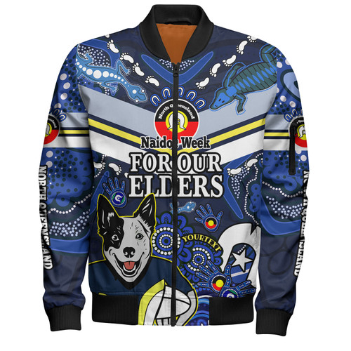 North Queensland Cowboys Naidoc Custom Bomber Jacket - For Our Elders Home Jersey Bomber Jacket North Queensland Cowboys Naidoc Custom Bomber Jacket - For Our Elders Home Jersey Bomber Jacket