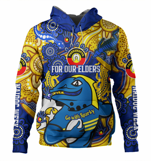 Parramatta Eels Naidoc Week Custom Hoodie - For Our Elders Go With Sparky Hoodie Parramatta Eels Naidoc Week Custom Hoodie - For Our Elders Go With Sparky Hoodie