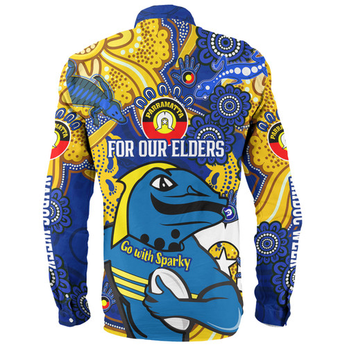 Parramatta Eels Naidoc Week Custom Long Sleeve Shirt - For Our Elders Go With Sparky Shirt Parramatta Eels Naidoc Week Custom Long Sleeve Shirt - For Our Elders Go With Sparky Shirt