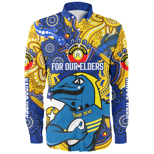 Parramatta Eels Naidoc Week Custom Long Sleeve Shirt - For Our Elders Go With Sparky Shirt Parramatta Eels Naidoc Week Custom Long Sleeve Shirt - For Our Elders Go With Sparky Shirt