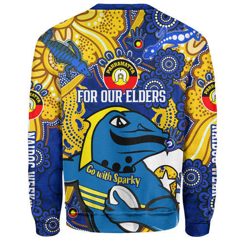Parramatta Eels Naidoc Week Custom Sweatshirt - For Our Elders Go With Sparky Sweatshirt Parramatta Eels Naidoc Week Custom Sweatshirt - For Our Elders Go With Sparky Sweatshirt