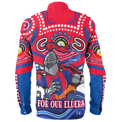 Newcastle Knights Naidoc Week Custom Long Sleeve Shirt - For Our Elders Home Jersey Shirt