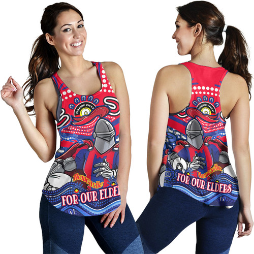 Newcastle Knights Naidoc Week Custom Women Racerback Tank - For Our Elders Home Jersey Tank