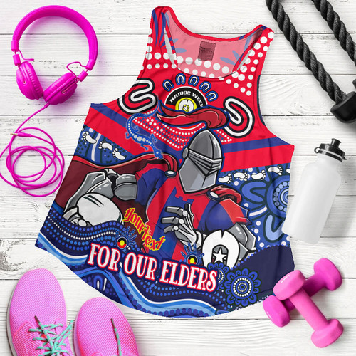 Newcastle Knights Naidoc Week Custom Women Racerback Tank - For Our Elders Home Jersey Tank