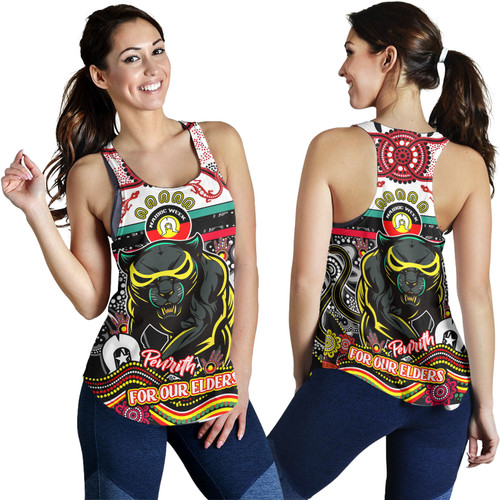 Penrith Panthers Naidoc Week Custom Women Racerback Tank - For Our Elders Home Jersey Tank
