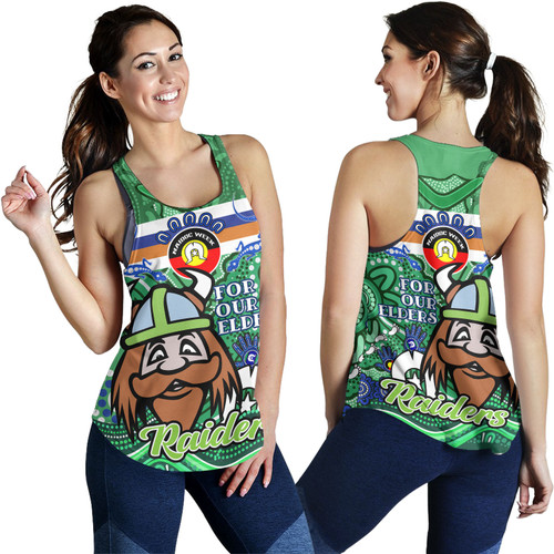Canberra Raiders Naidoc Week Custom Women Racerback Tank - For Our Elders Home Jersey Tank