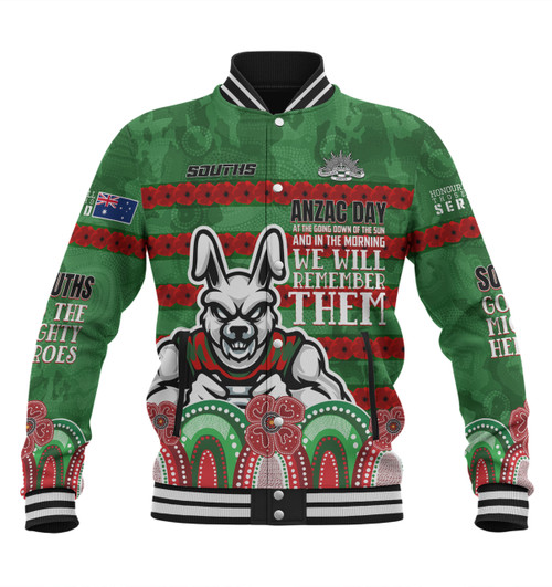 South Sydney Rabbitohs Custom Baseball Jacket - Go The Mighty Heroes Jacket