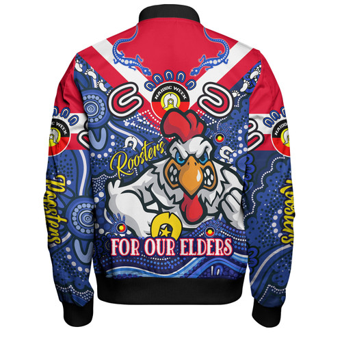 Sydney Roosters Naidoc Week Custom Bomber Jacket - For Our Elders Home Jersey Bomber Jacket Sydney Roosters Naidoc Week Custom Bomber Jacket - For Our Elders Home Jersey Bomber Jacket